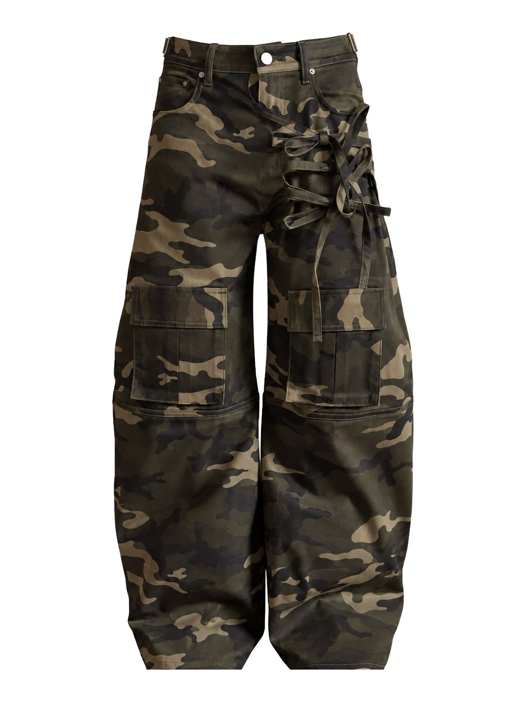 CAMO TIE DETAIL CARGO PANTS