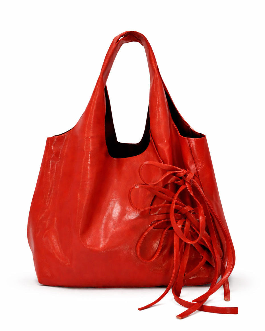 TIE LEATHER TOTE