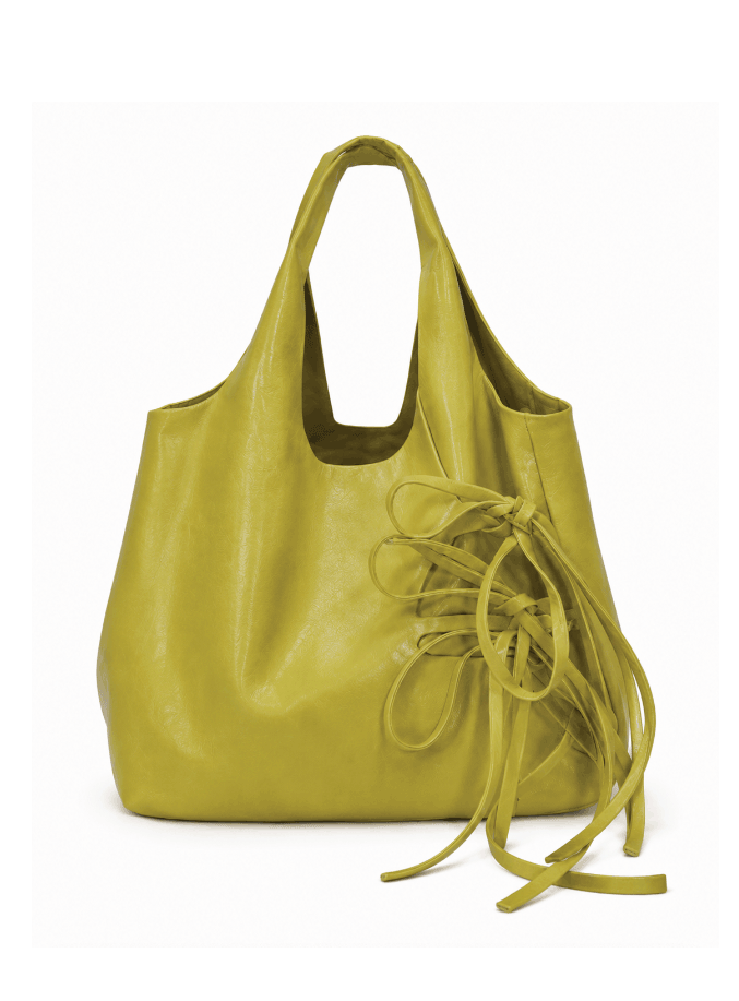 TIE LEATHER TOTE (MUSTARD)
