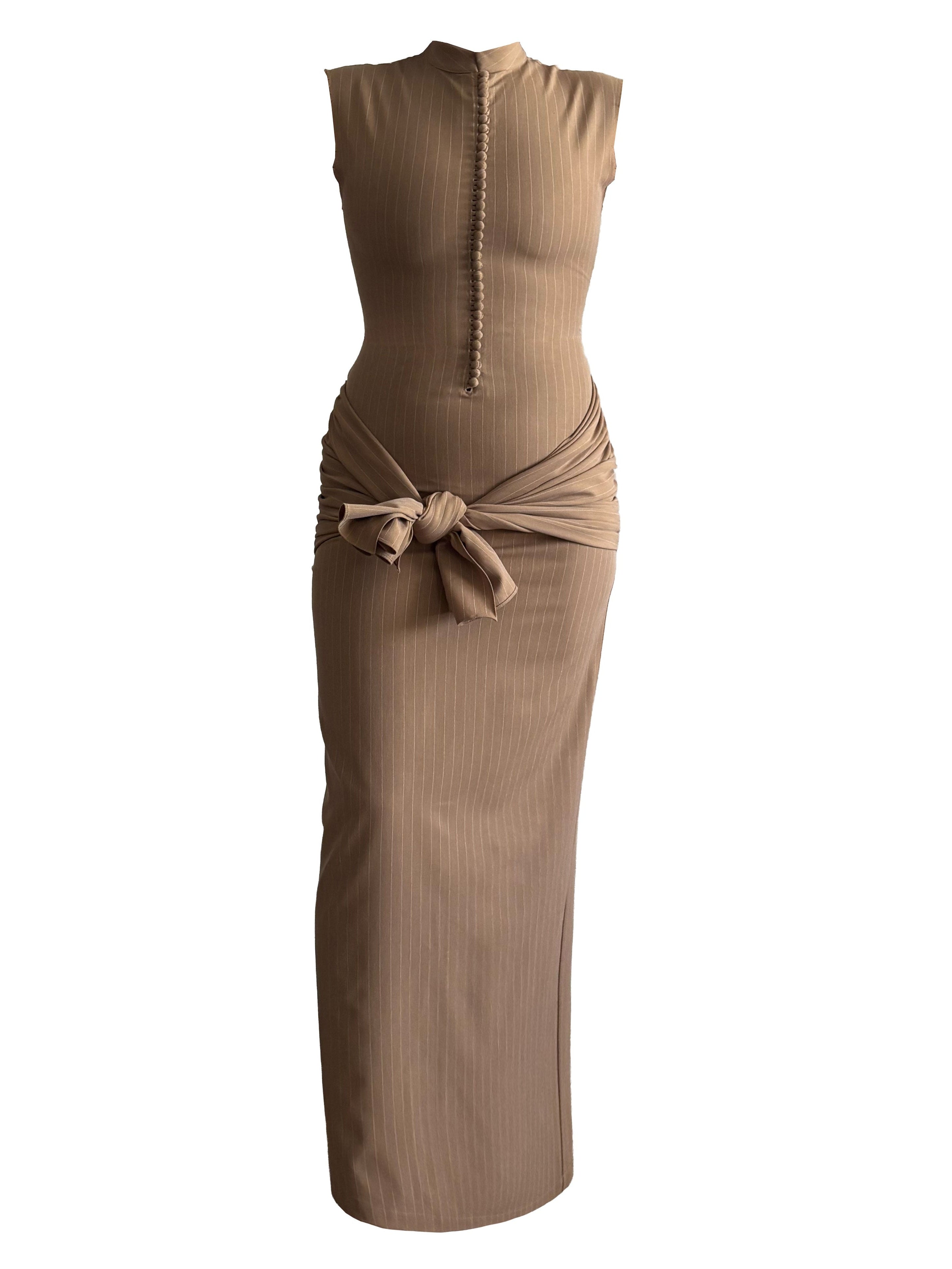 PINTSTRIPE DRAPE DRESS – Ru by Rupal
